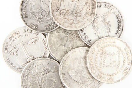 old dollars isolated on the white backgroundの写真素材