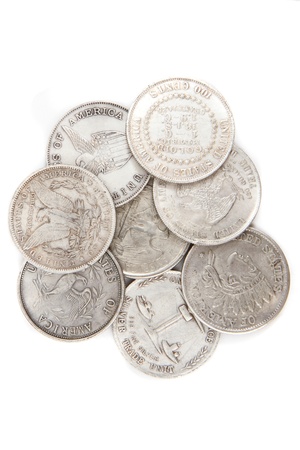 old dollars isolated on the white backgroundの写真素材