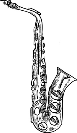 saxophone in black isolated on white backgroundのイラスト素材