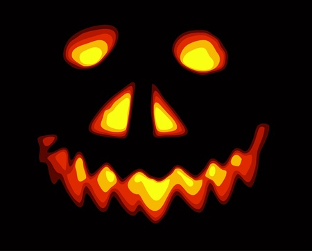 halloween pumpkin smile isolated on the black backgroundのイラスト素材