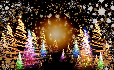 xmas tree (forest) on the color backgroundの写真素材