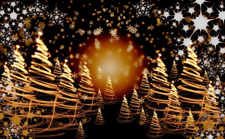 xmas tree (forest) on the color backgroundの写真素材