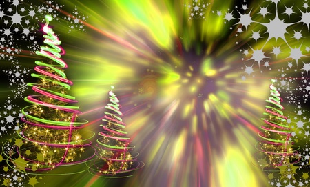 xmas tree (lights) on the color backgroundの写真素材