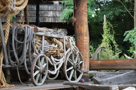very interesting details from old rope factoryの写真素材