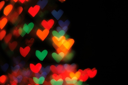 abstract hearts background from the christmas lightsの写真素材