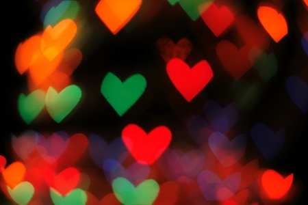abstract hearts background from the christmas lightsの写真素材