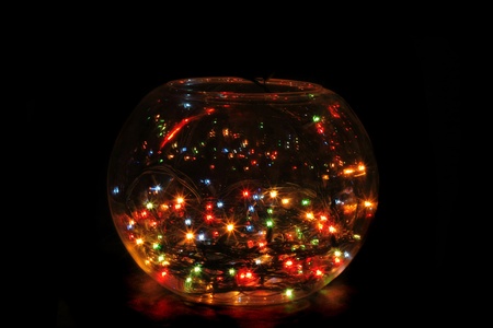 xmas tree (lights) in the glass sphereの写真素材