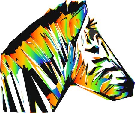 color zebra head isolated on the white backgroundのイラスト素材