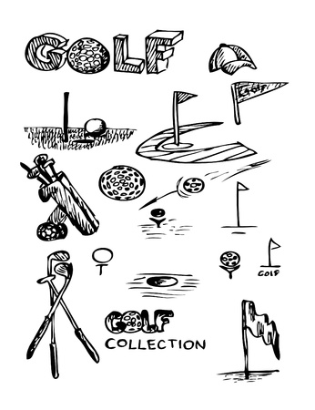 golf objects isolated on the white backgroundのイラスト素材