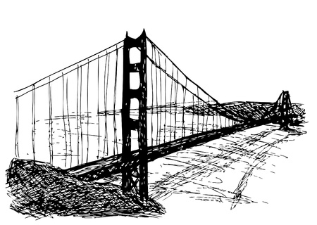 golden gate bridge isolated on the white backgroundのイラスト素材