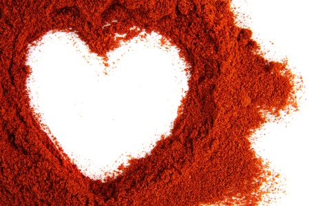 valentine heart from the hot spice on the white backgroundの写真素材