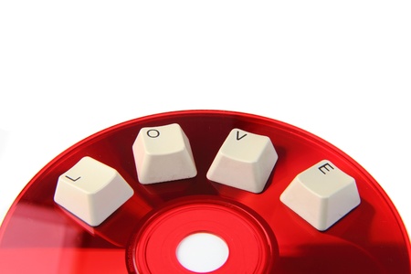 IT love (red cd-rom isolated on the white background)の写真素材