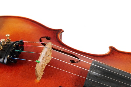 violin details isolated on the white backgroundの写真素材
