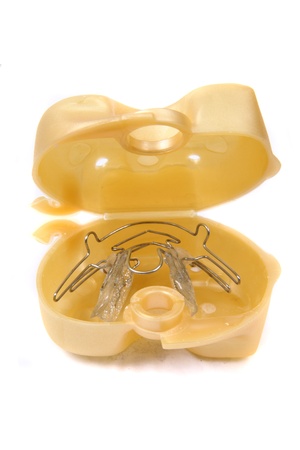 braces (orthodontic tool) isolated on the white backgroundの写真素材