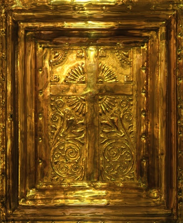 golden crucifix as nice spiritual religious backgroundの写真素材