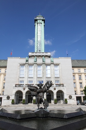 new city hall in miner city Ostrava in the Czech republicの写真素材