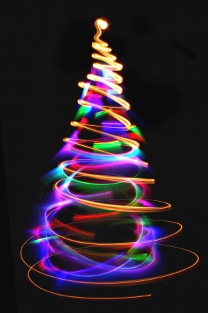 abstract color christmas tree from xmas lights の写真素材