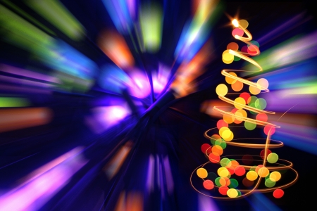 abstract color christmas tree from xmas lights の写真素材