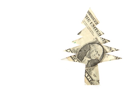 christmas tree from the paper and dollars as nice postcardの写真素材