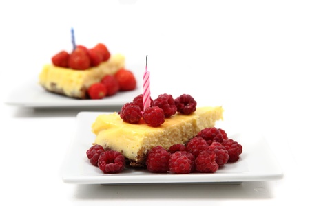 cheesecake with fruits isolated on the white backgroundの写真素材