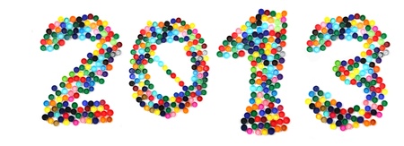 2013 from plastic caps isolated on the white background