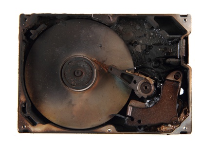 damaged harddrive  all data deleted  isolated on the white backgroundの写真素材