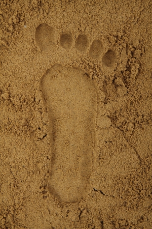 foot print in the sand as nice backgroundの写真素材