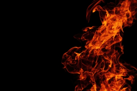 fire background in the night  on the black background 