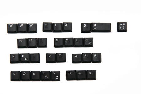 www, big, hot,sale, money,on, net, off and other words from keyboard keys の写真素材