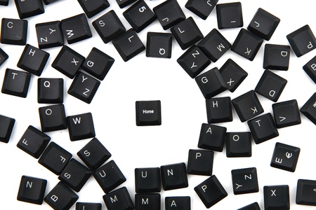 keyboard keys background with keybord home isolated on the white backgroundの写真素材