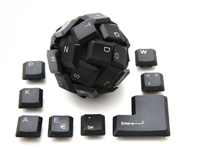 keyboard sphere as new input device for your computer isolated on the white backgroundの写真素材