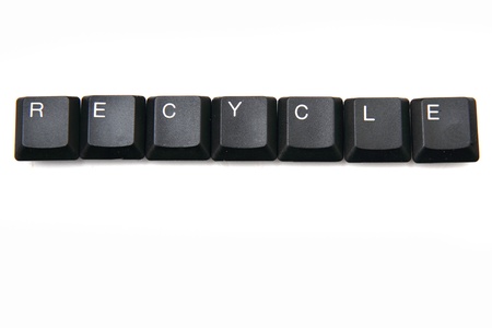 recycle - keyboard  keys isoletd on the white backgroundの写真素材
