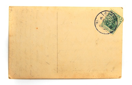 old empty postcard isolated on the white のeditorial素材