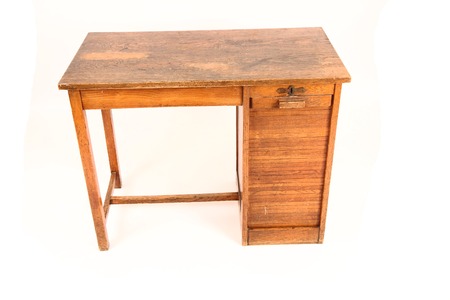 old working table  isolated on the white backgroundの写真素材