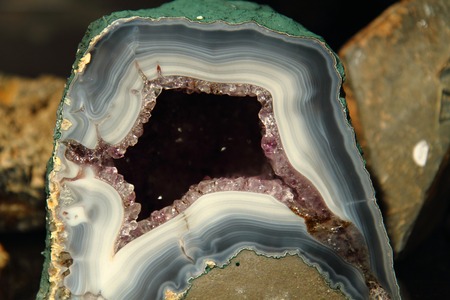 agate and amethyst inside of this mineral の写真素材