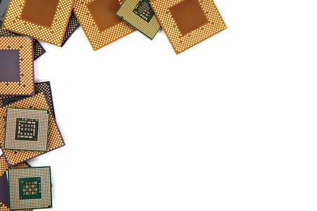 old microprocessors isolated on the white backgroundの写真素材