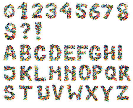 alphabet from plastic caps  isolated on the white backgroundの写真素材