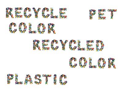 worlds from the color plastic caps isolated on the white background