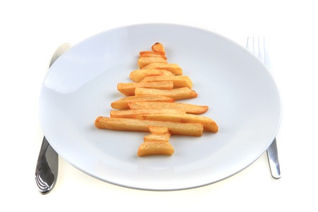 christmas tree from the potatoes chips as holiday background