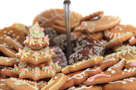 traditional czech christmas gingerbread as nice holiday food backgroundの写真素材