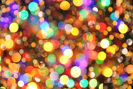 christmas color lights from xmas tree as holiday backgroundの写真素材