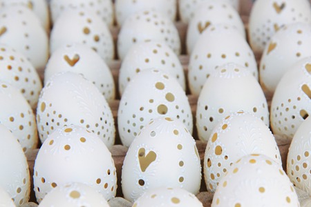 white easter eggs as nice holiday background