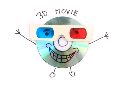 3D movie DVD isolated on the white backgroundの写真素材