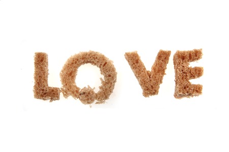 love from bread alphabet isolated on the white backgroundの写真素材