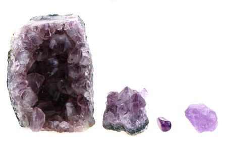 amethyst mineral collection isolated on the white backgroundの写真素材
