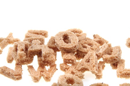 alphabet from bread isolated on the white background