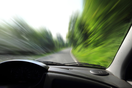 car view on the sprig road as nice transport backgroun