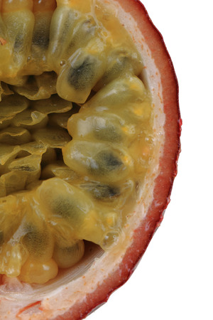 half of passion fruit isolated on the white backgroundの写真素材