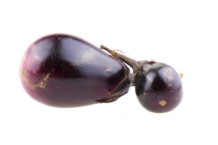 violet eggplant vegetable isolated on the white backgroundの写真素材