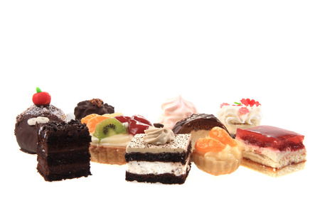 sweet color desserts isolated on the white backgroundの写真素材